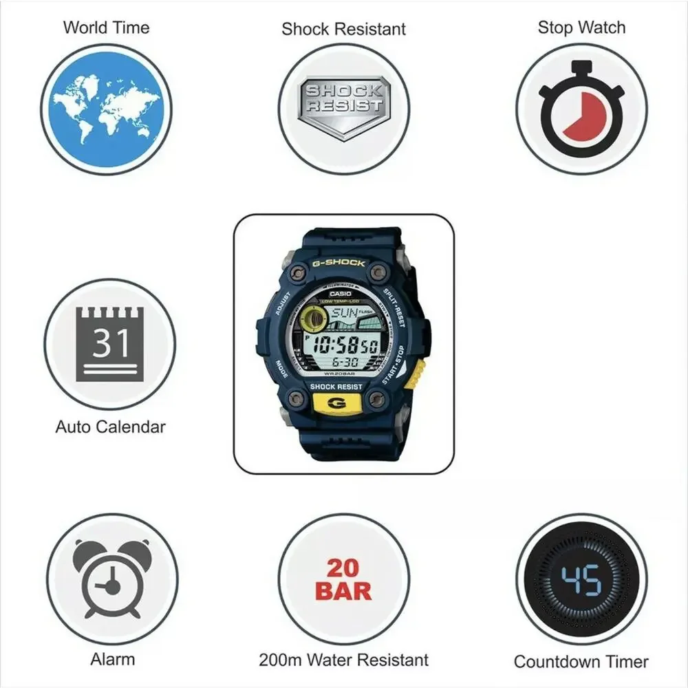 Casio G7900 G Shock Blue Resin Digital Dial Watch New Fast Shipping